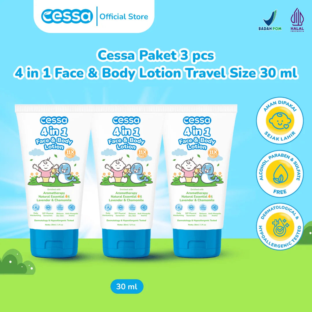 Cessa Paket 3 pcs 4 in 1 Face & Body Lotion Travel Size 30 ml