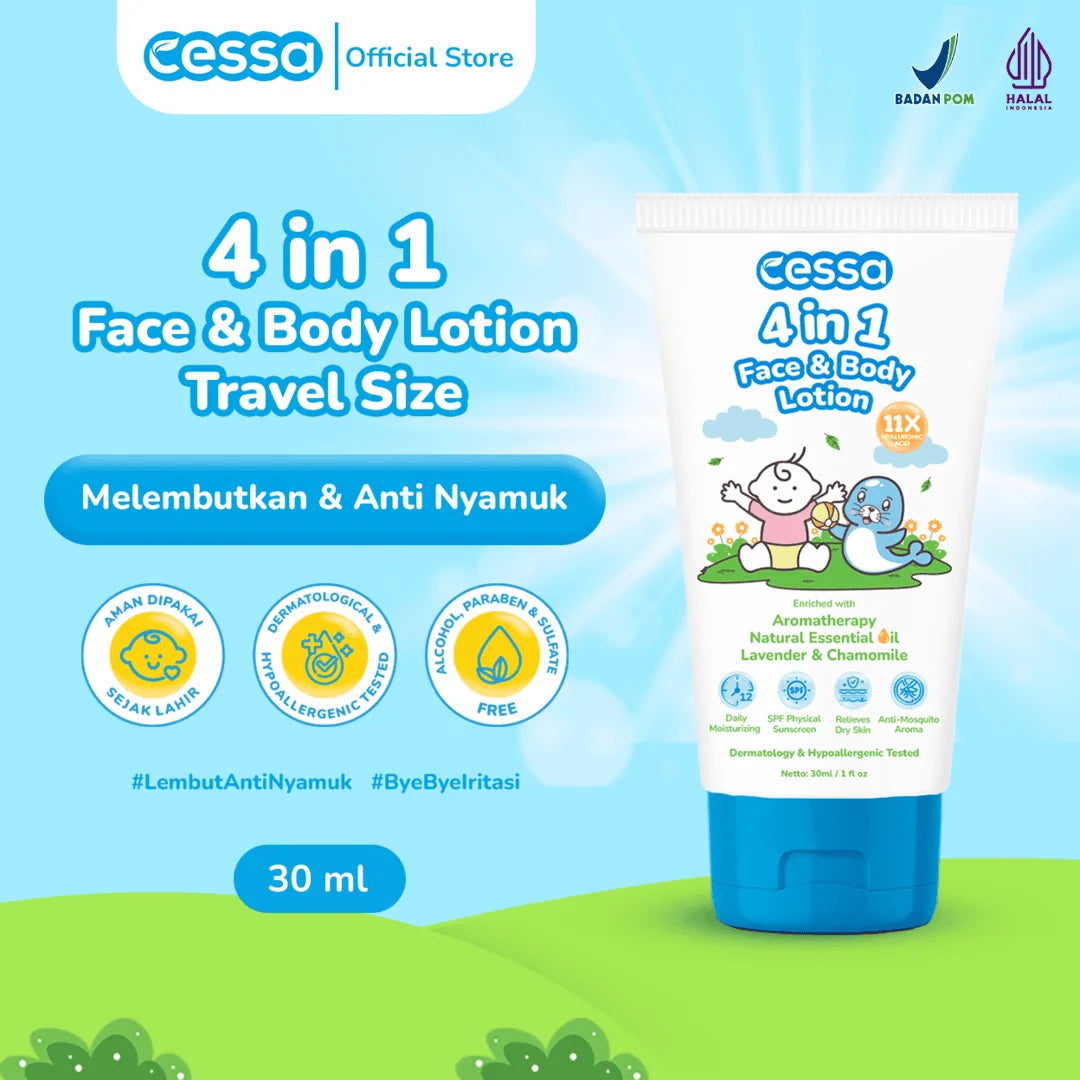 Cessa 4 in 1 Face & Body Lotion Travel Size 30 ml - Melembabkan & Menyehatkan Kulit Sih Kecil