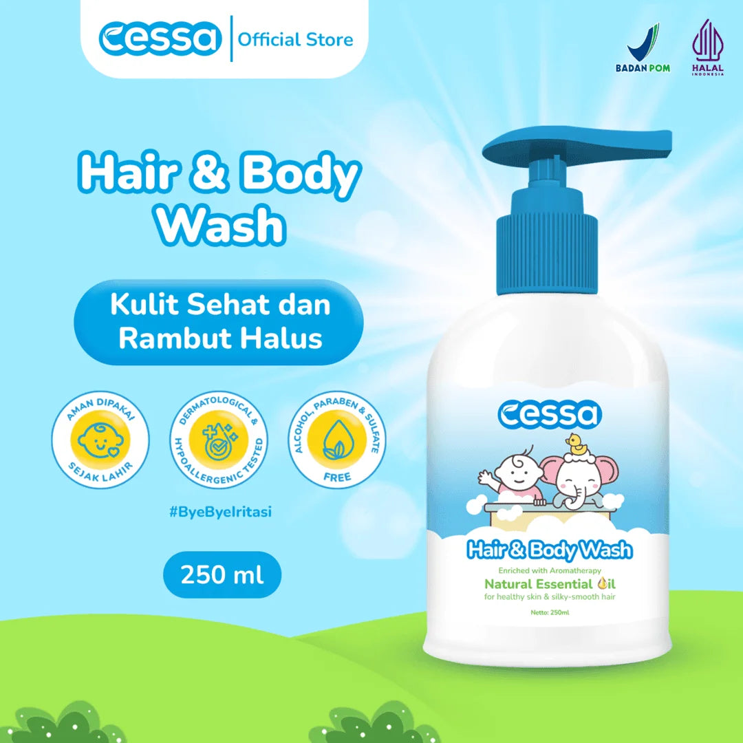 Cessa Hair & Body Wash Bottle - Healthy Skin & Silky Smooth Hair 250 Ml