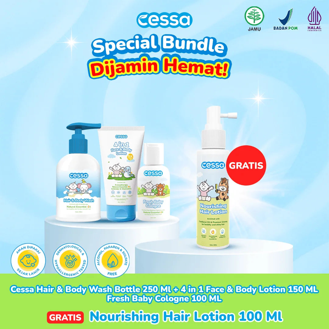 Buy 3 Get 4 - Cessa 4in1 Face & Body Lotion + Cessa Fresh Baby Cologne + Hair & Body Bottle 250 Ml + Nourishing Hair Lotion 100 Ml