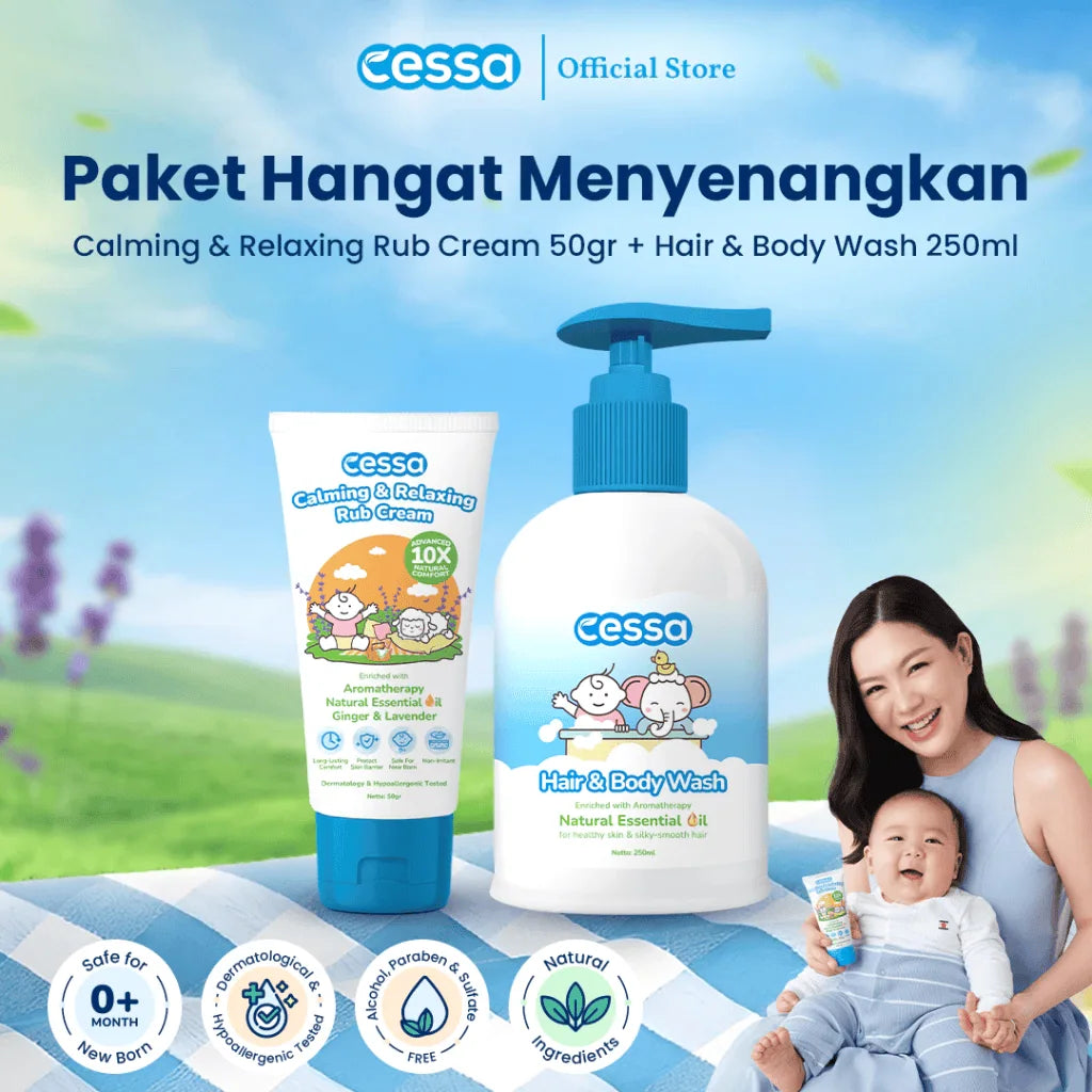Cessa Paket Hangat Menyenangkan - Calming & Relaxing Rub Cream 50 Gr & Hair & Body Wash 250ml