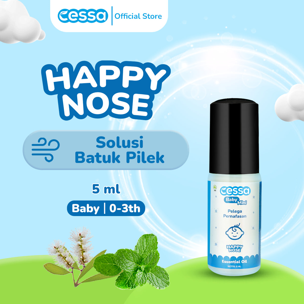 Cessa Baby Happy Nose 5 Ml - Natural Essential Oil Melegakan Pernapasan