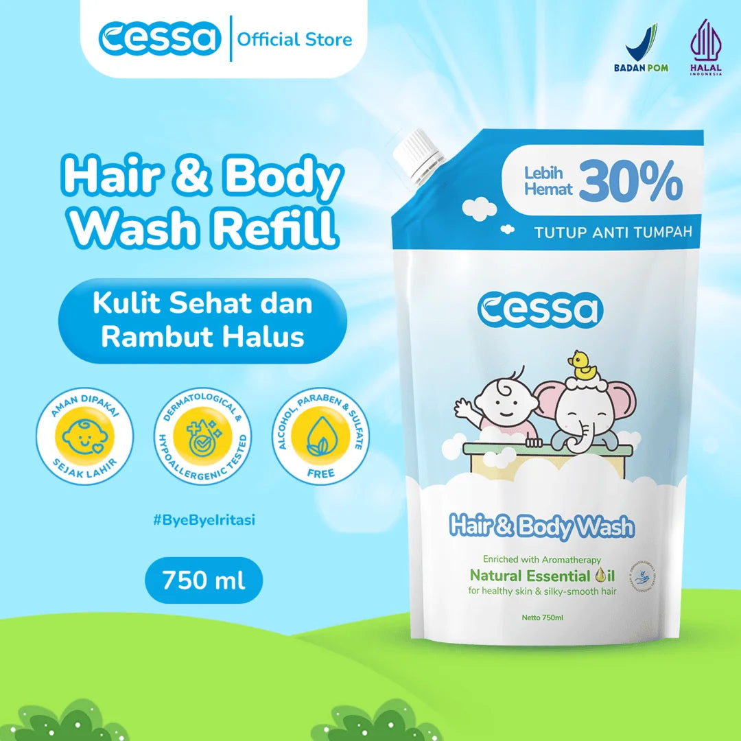 Cessa Hair & Body Wash Refill Big Size - Healthy Skin & Silky Smooth Hair 750 Ml