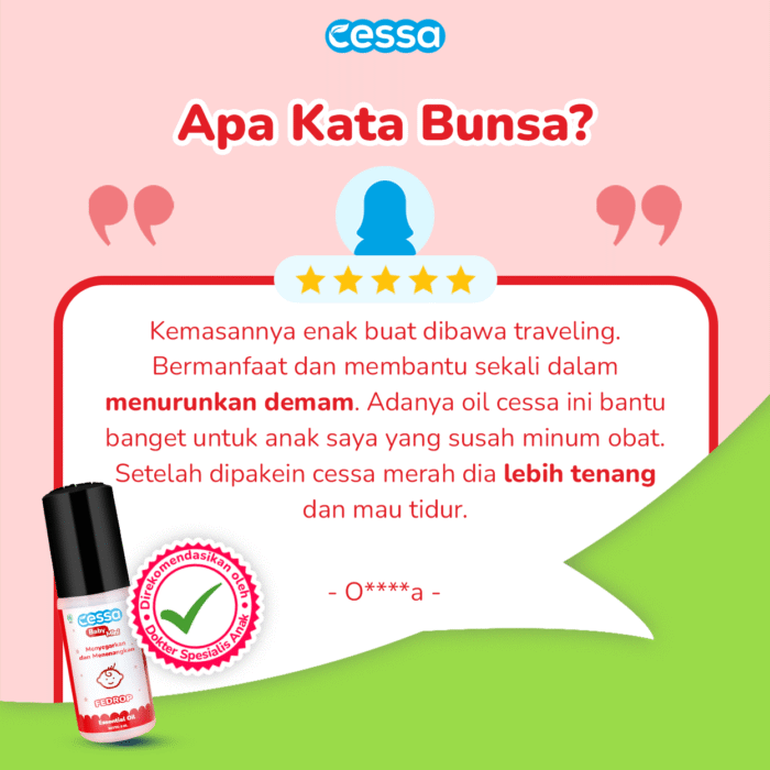 Cessa Baby Fedrop 5 Ml - Natural Essential Oil Menyejukkan & Menenangkan - Gambar 5