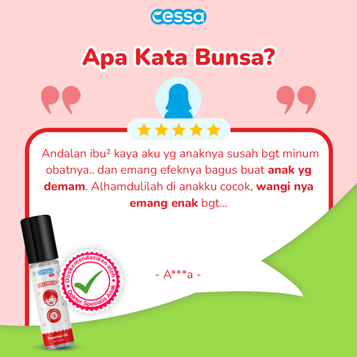 Cessa Kids Fedrop - Essential Oil Penurun Panas dan Demam Anak - Gambar 5