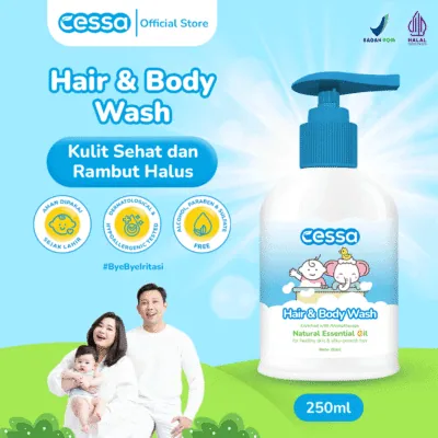 Cessa Hair & Body Wash Bottle - Healthy Skin & Silky Smooth Hair 250 Ml