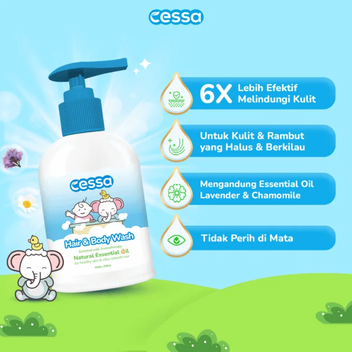 Cessa Paket Combo Basic Nourishing Hair Shampoo 200ml & Hair and Body Wash 250ml - Gambar 4
