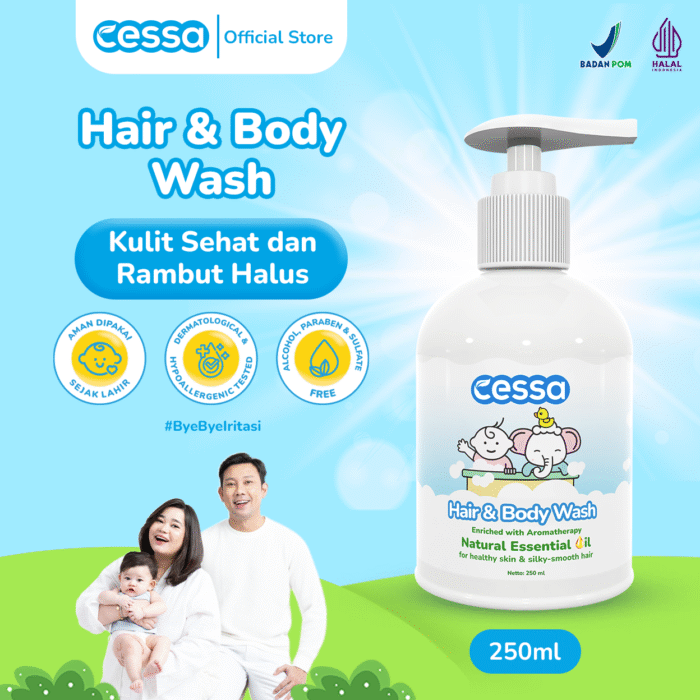 Cessa Hair & Body Wash Bottle - Healthy Skin & Silky Smooth Hair 250 Ml