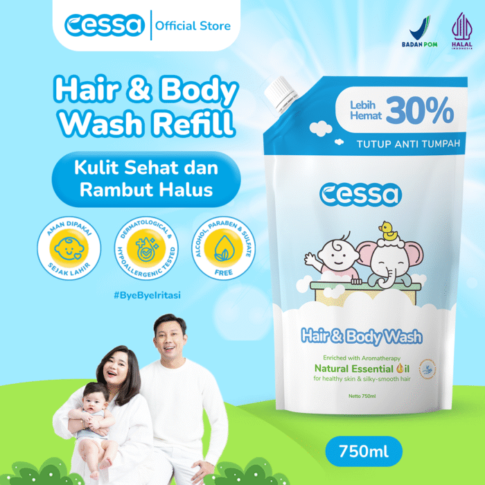 Cessa Hair & Body Wash Refill Big Size - Healthy Skin & Silky Smooth Hair 750 Ml
