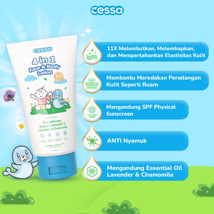 Cessa 4in1 Face & Body Lotion - Melembabkan & Menyehatkan Kulit Sih Kecil - Gambar 2