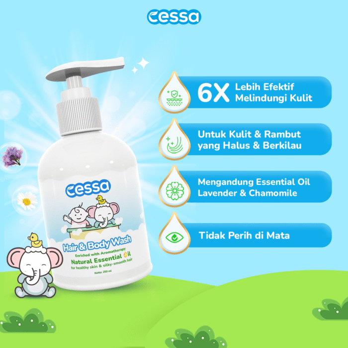 Cessa Hair & Body Wash Bottle - Healthy Skin & Silky Smooth Hair 250 Ml - Gambar 2