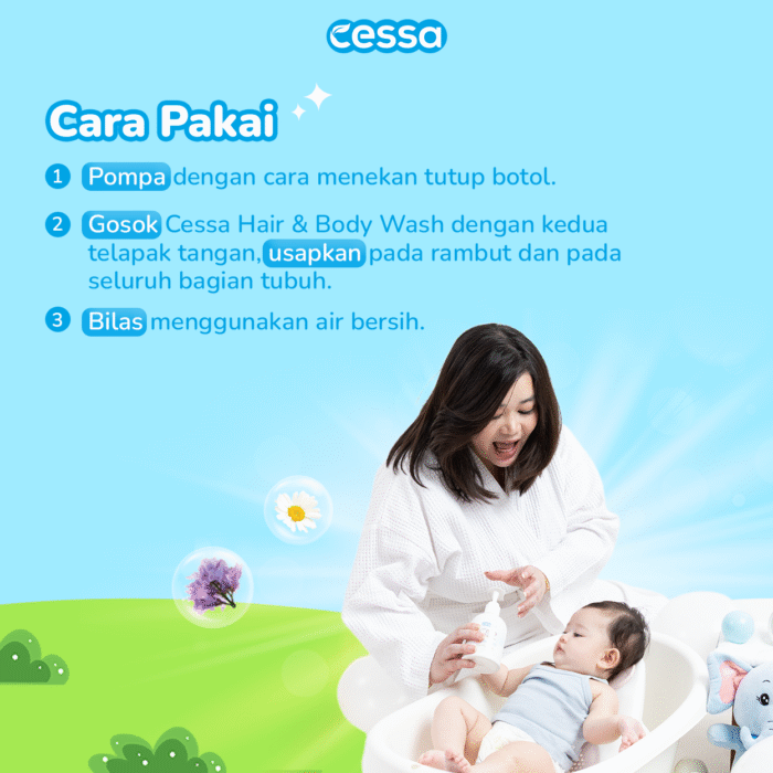 Cessa Hair & Body Wash Bottle - Healthy Skin & Silky Smooth Hair 250 Ml - Gambar 4