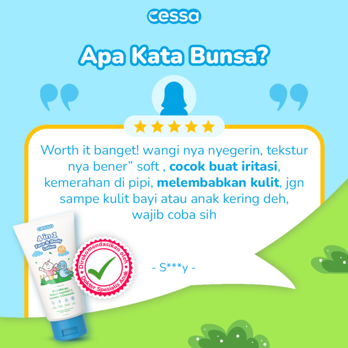 Cessa 4in1 Face & Body Lotion - Melembabkan & Menyehatkan Kulit Sih Kecil - Gambar 5