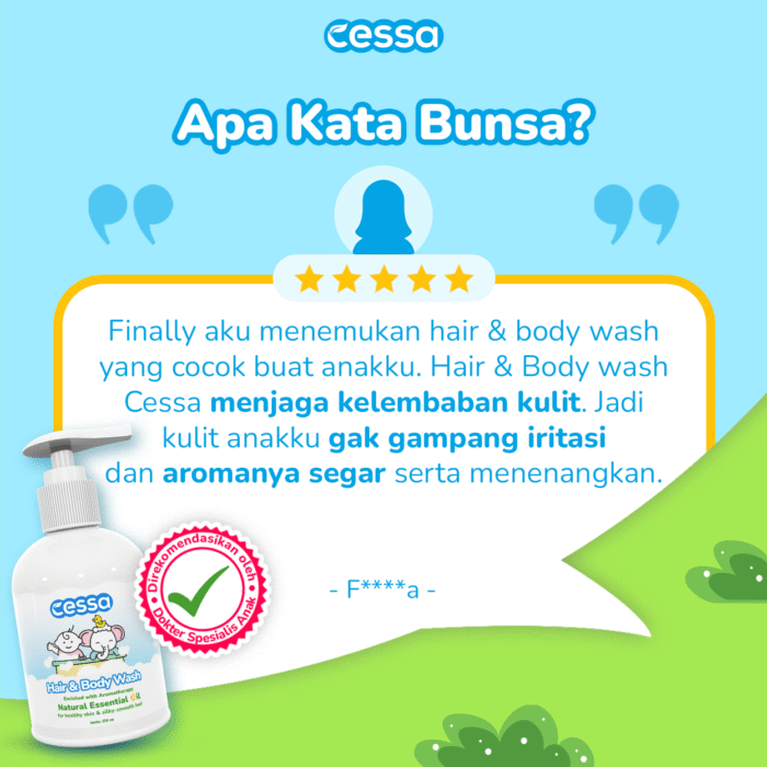 Cessa Hair & Body Wash Bottle - Healthy Skin & Silky Smooth Hair 250 Ml - Gambar 5