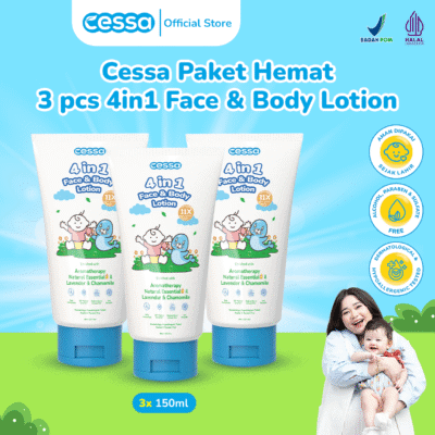 Cessa Paket Hemat 3 pcs 4in1 Face & Body Lotion - Melembabkan & Menyehatkan Kulit Sih Kecil