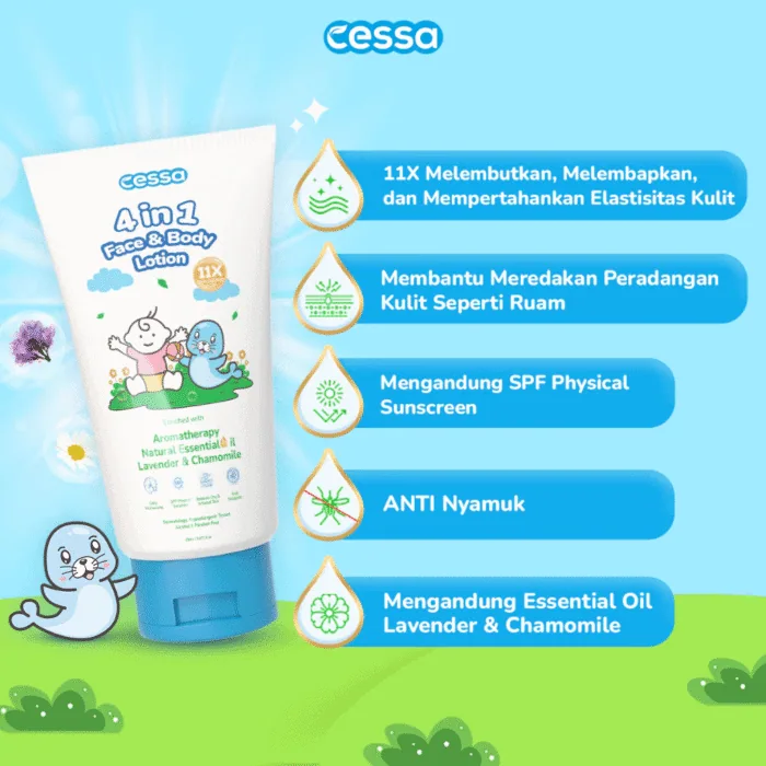 Cessa Paket Combo Kulit Sehat No Iritasi - Hair & Body Wash 250ml & 4 in 1 Face & Body Lotion 150ml - Gambar 4