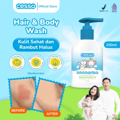 Cessa Hair & Body Wash Bottle - Healthy Skin & Silky Smooth Hair 250 Ml