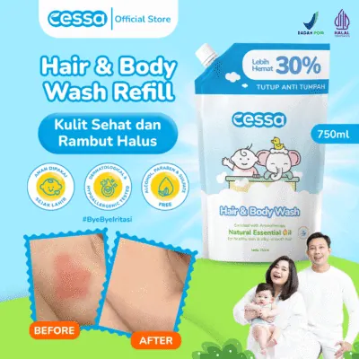 Cessa Hair & Body Wash Refill Big Size - Healthy Skin & Silky Smooth Hair 750 Ml