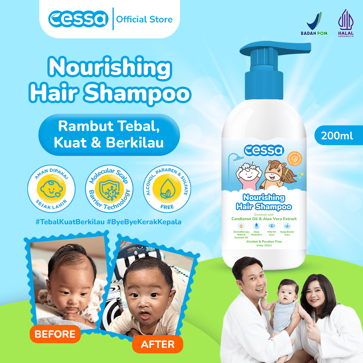 Cessa Nourishing Hair Shampoo 200ml - Growing Hair & Hydrated Scalp 200 Ml Cessa Nourishing Hair Shampoo 200ml - Growing Hair & Hydrated Scalp 200 Ml - Gambar 2