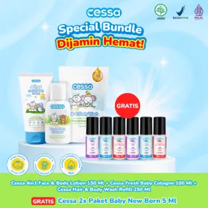 Buy 3 Get 9 - Cessa 4in1 Face & Body Lotion 150 Ml + Cessa Fresh Baby Cologne 100 Ml + Cessa Hair & Body Wash Refill 250 Ml Free Cessa 2x Paket Baby New Born 5 Ml