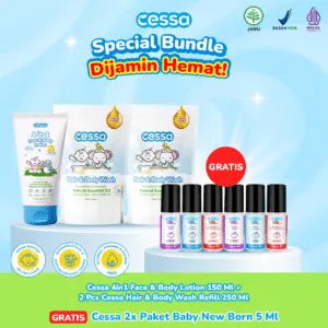 Buy 3 Get 9 - Cessa 4in1 Face & Body Lotion 150 Ml + 2 Pcs Cessa Hair & Body Wash Refill 250 Ml Free Cessa 2x Paket Baby New Born 5 Ml